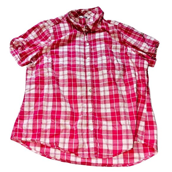 Riders by Lee Tops - Women's White & Cherry Red Short Sleeve Shirt Size XL